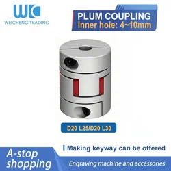 1PC D20 L25 Plum Coupling 2 Jaw Bore 3/4/5/6/6.35/8/10 Large Torque Engraving Machine Servo Motor Encoder Aluminum Alloy Coupler