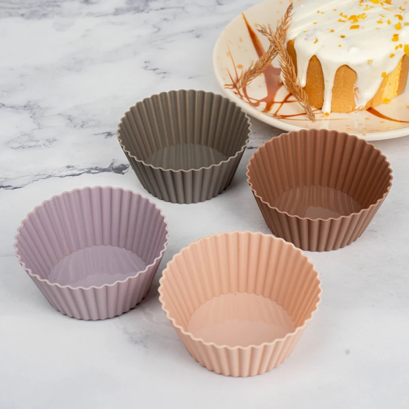 4/8/12 Pcs Muffin Silicone Cup Liners Cupcake Mold High Temperature Resistant Reusable Baking Wedding Birthday Party Decorations