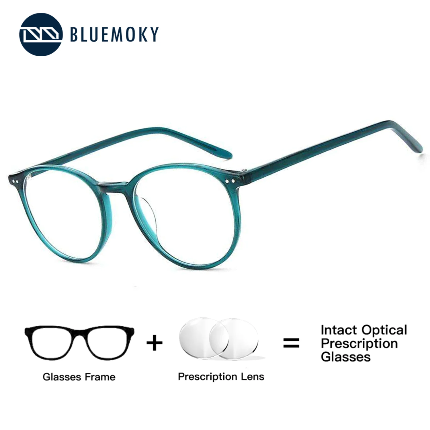 

Круглые ацетатные очки BLUEMOKY по рецепту, мужские и женские прогрессивные рецепты синего света, фотохромные мультифокальные линзы для близорукости