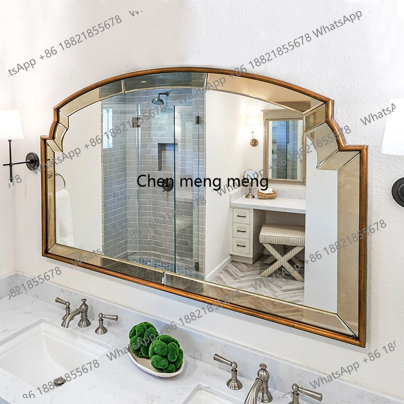 

European-style bathroom household bathroom sink wall-mounted makeup mirror washbasin wall-mounted wash mirror