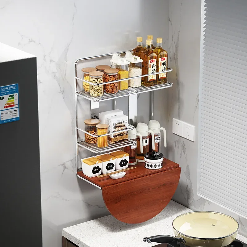 304 stainless steel kitchen seasoning rack antique style non-punching wall hanging oil, salt, sauce and vinegar bottle can