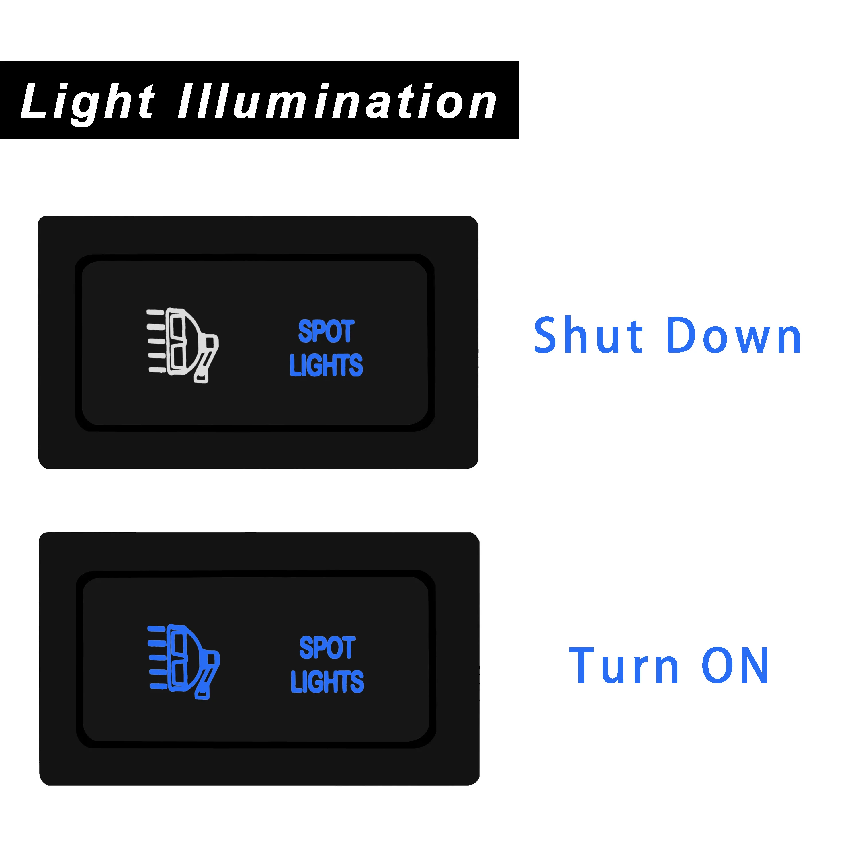 12V Blue Led SPOT LIGHTS/LED LIGHT BAR Push Switch for Car TOYOTA Prado 90 95 LandCruiser Button Accessories Horizontal Type view 2