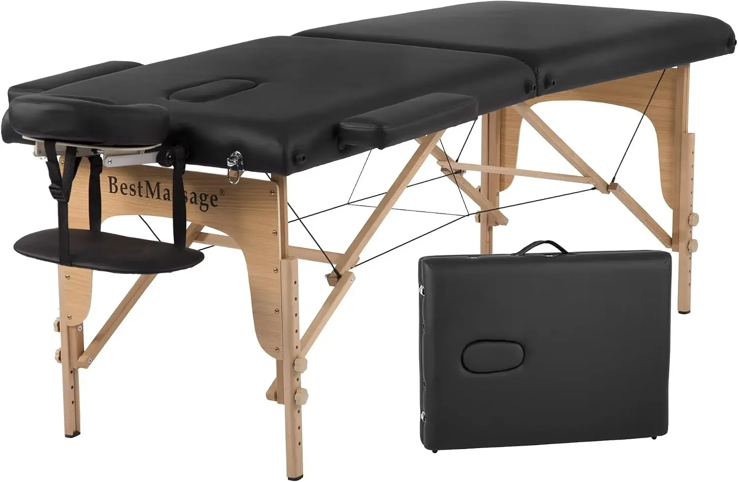 Massage Bed Portable Massage Table 28 inch Wide Lash Bed 2 Folding Height Adjustable PU Leather Spa Table with Oxford Bag for Sp
