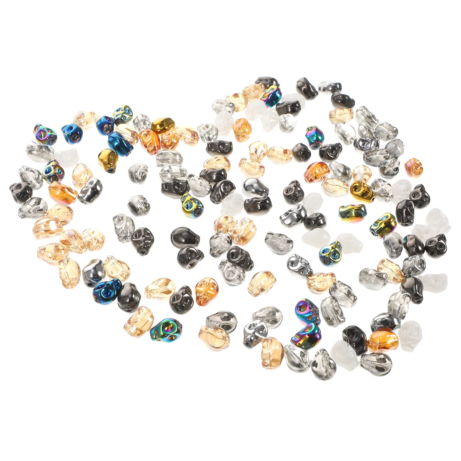 

140 шт., бусины в виде черепа, стеклянный материал, гладкий, легкий для ожерелья, браслета, аксессуары для самостоятельного изготовления ювелирных изделий, стеклянная бусина в виде черепа