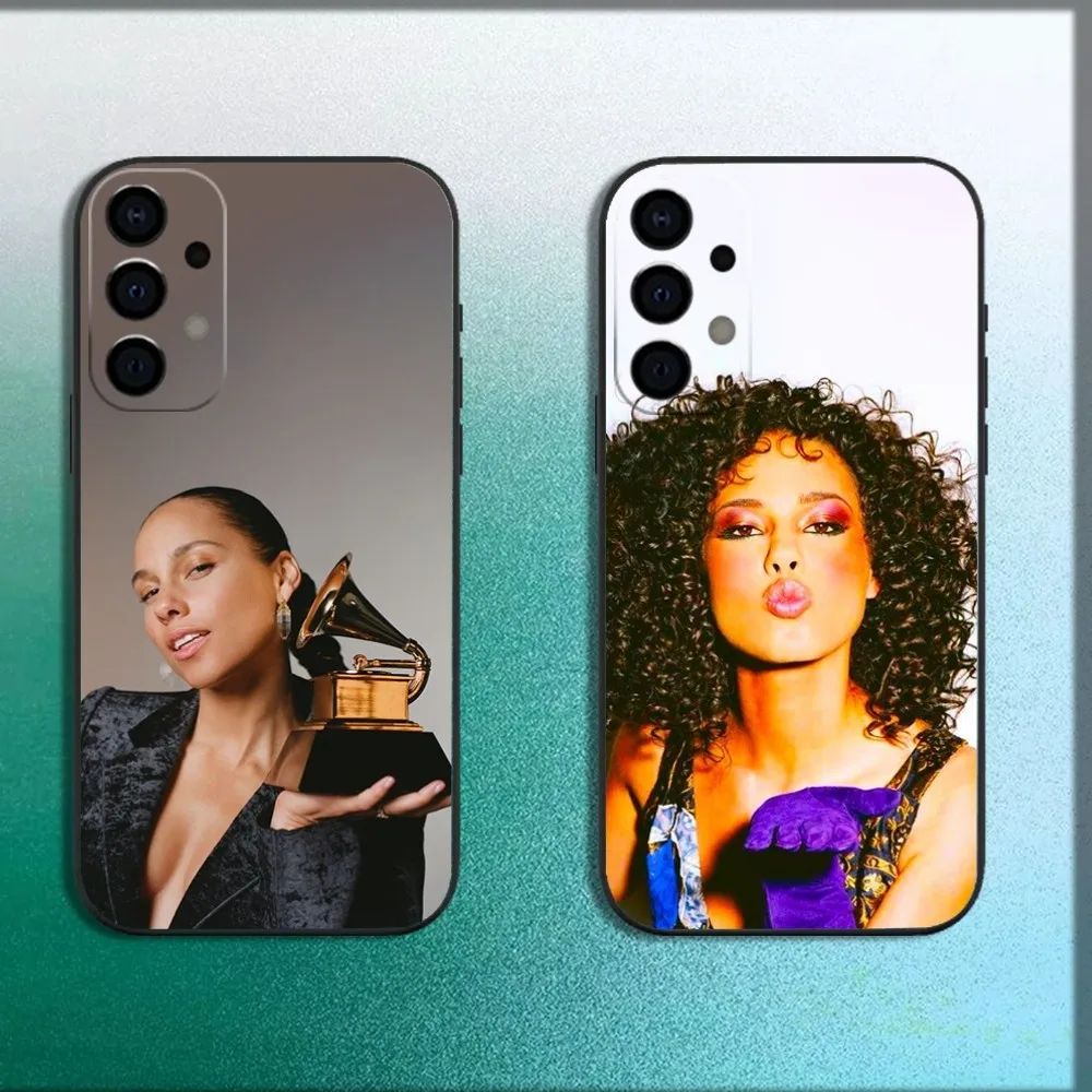 

Singer A-Alicia Keys Phone Case For Samsung Galaxy A13,A21s,A22,A31,A32,A52,A53,A71,A80,A91 Soft Black Cover