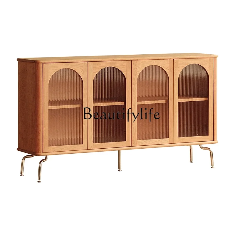 

S Solid Wood Dining Side Cherrywood Vintage Furniture Living Room Locker Storage Cabinet Solid Wood Japanese Style Side Cabinet