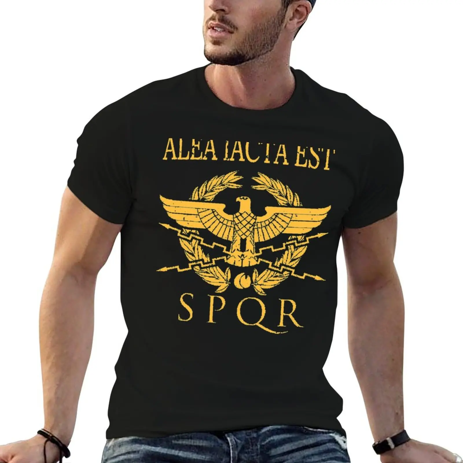 Alea Iacta Est Camiseta clássica masculina, camisetas casuais para homens, camiseta 100% algodão