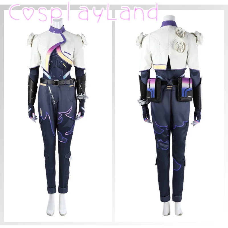 

Valorant Vyse Cosplay Costume Full Set and Helmet Boots Women Game New Skin Vyse Outfit Christmas New Year Suit Custom Size