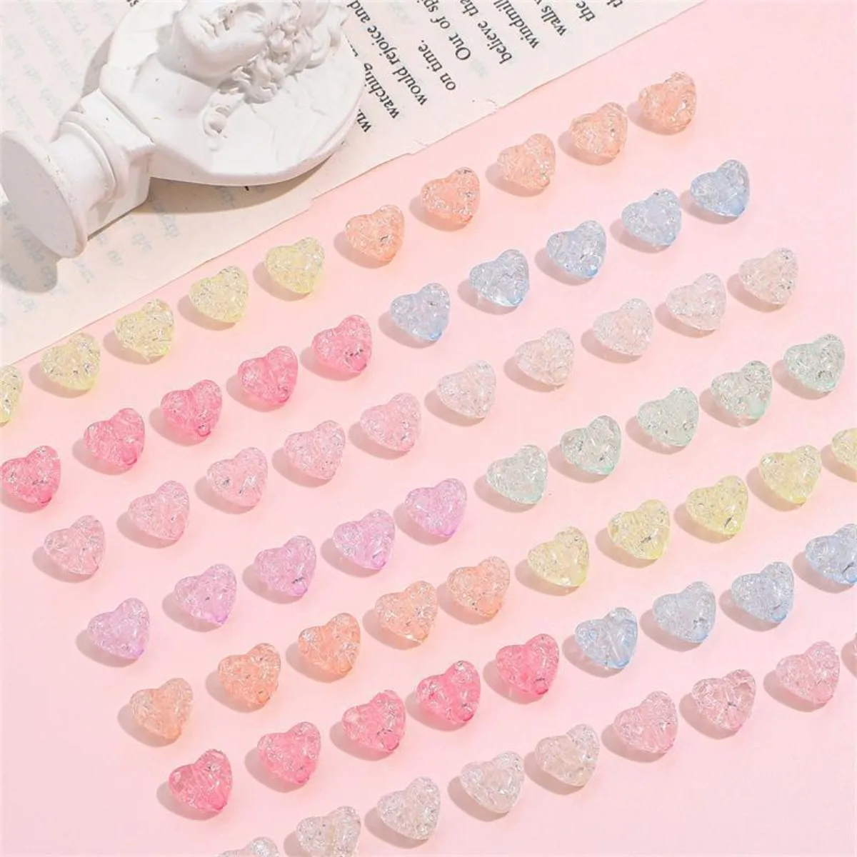 TX23 70pcs 10x9mm Acrylic Inner Bead Peach Heart  Bead DIY Handmade Jewelry Bracelet Accessories Necklace Materials
