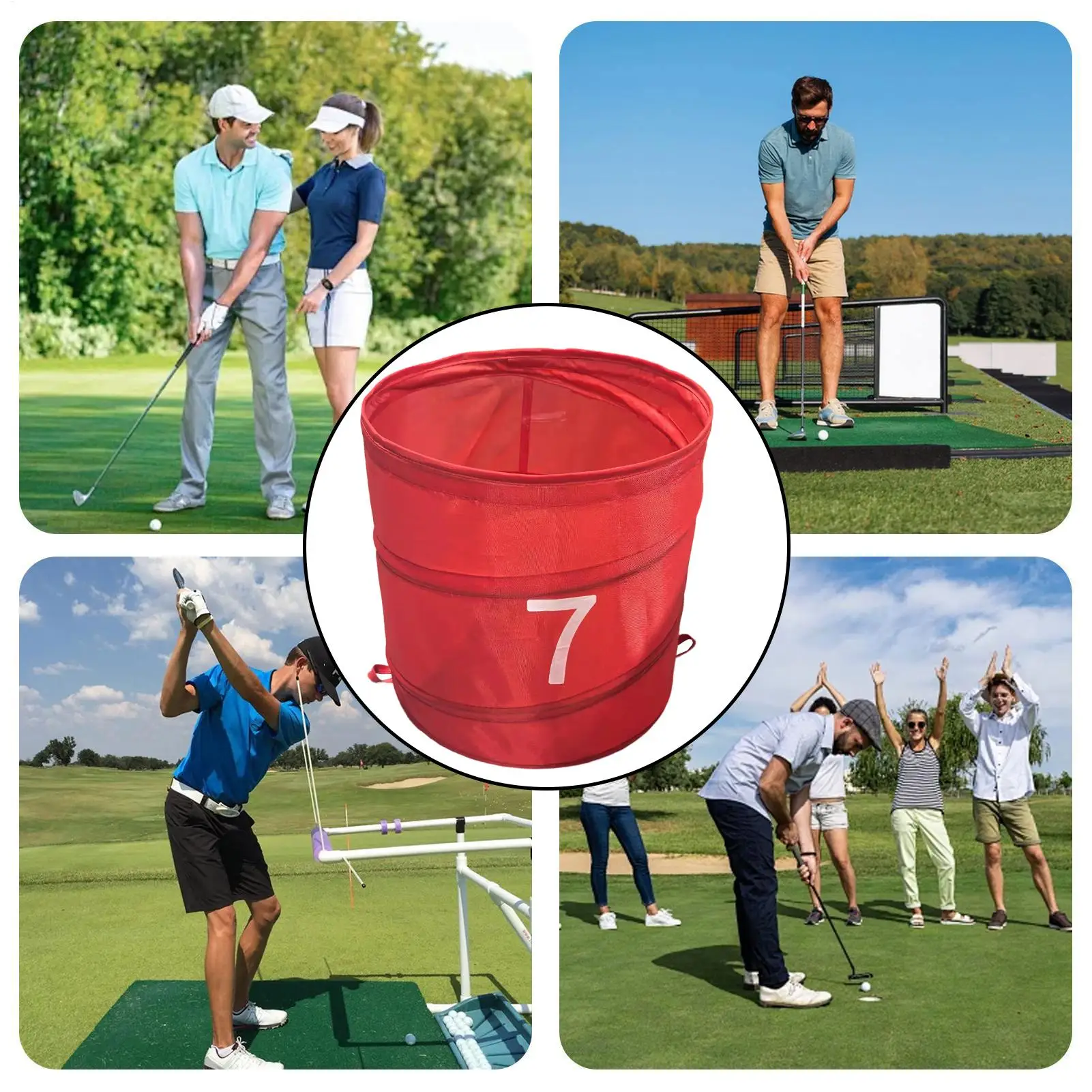 Foldable Backyard Golf Game Bucket 210D Oxford Cloth Portable Outdoor Practice Bucket, Digital Storage Bucket for Chipping Games