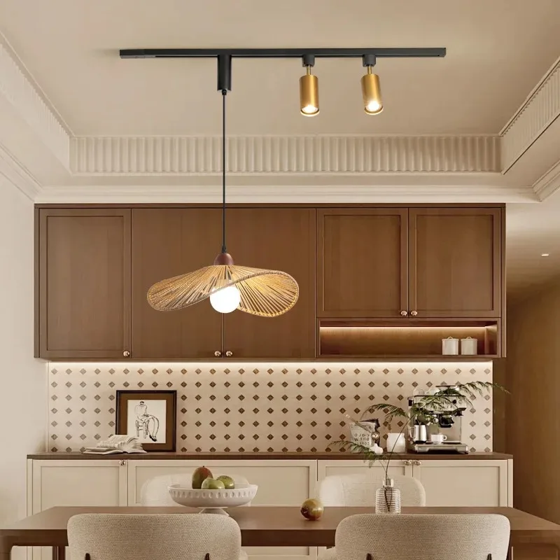 Vintage Wabi-Sabi Style Metal Wood Pendant Light For Dining Room Kitchen Living Room Clothes Shop Office Track Lighting Fixture