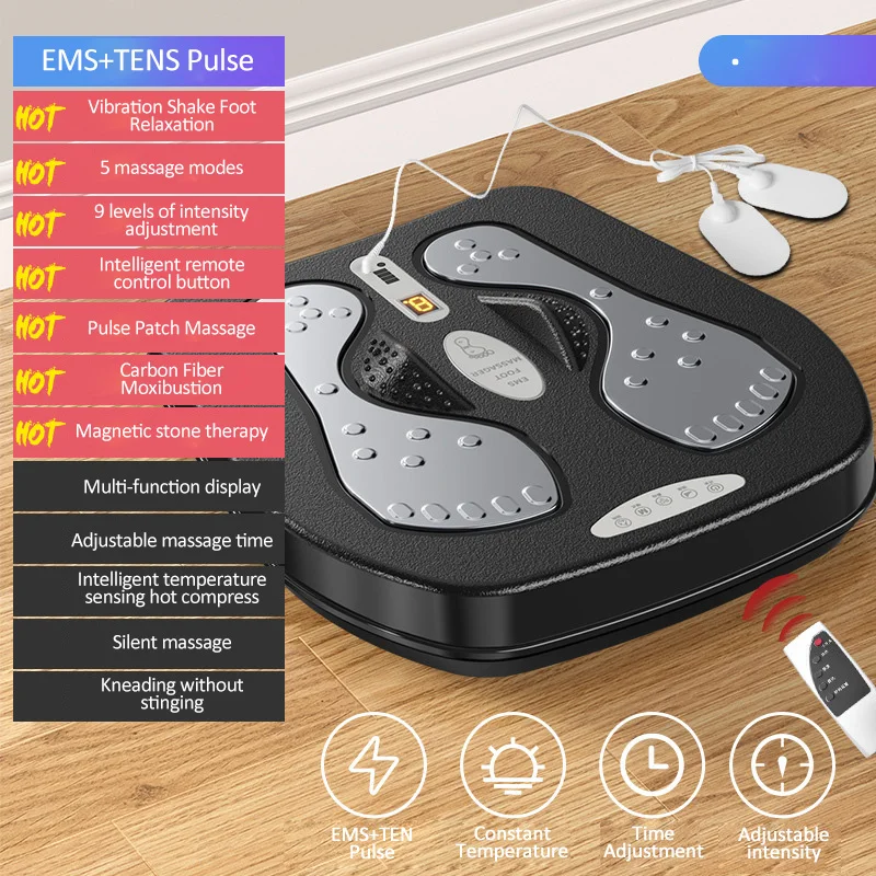 

Вибрационный массажер для ног с подогревом, пультом дистанционного управления, регулируемой скоростью, электрический прибор для улучшения кровообращения, при плантарном фасциите, для снятия боли