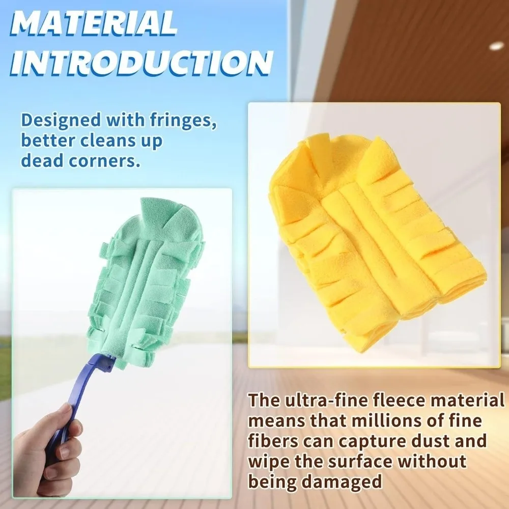 Reusable Dust Removal Cloth Cover Washable Soft Hand Duster Heads Static Charge Duster Refills Ceiling Fans