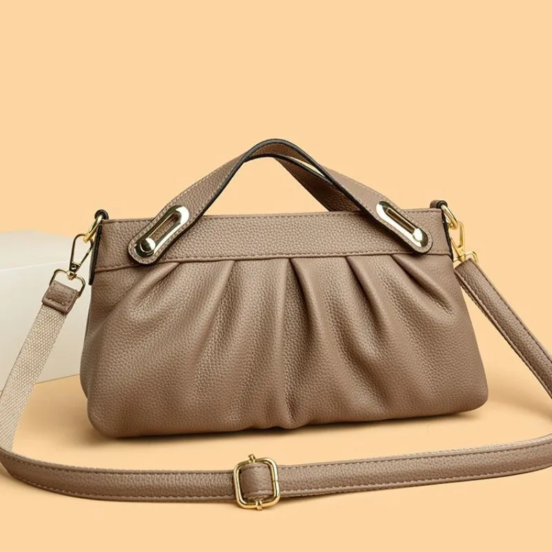Holding The New Bag Femininity Mother Handbag Simple Versatile Cowhide Underarm Bag Exquisite Casual Fashionable Personality