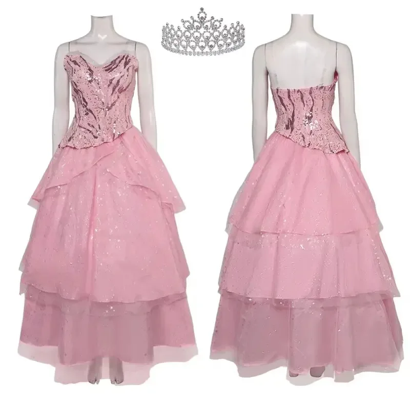 

Glinda Wicked Cosplay Costume Disguise for Adult Women Pink Dress Roleplay Female Dresses Fantasy Outfit Halloween Carnival Suit