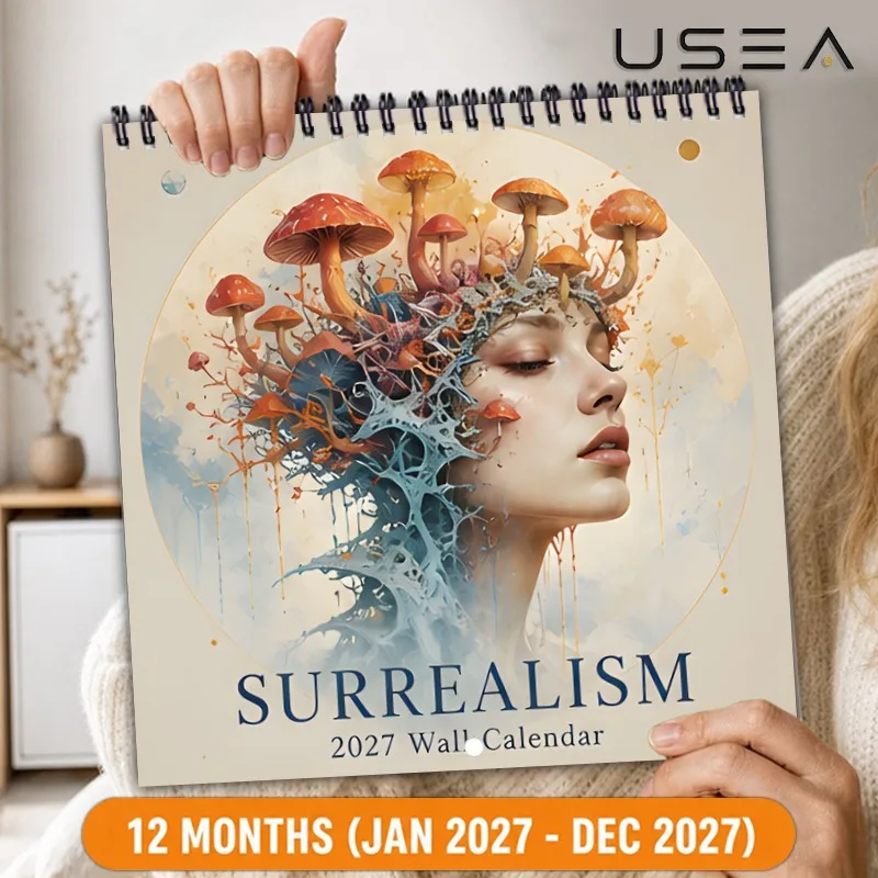 2027 Wall Calendar, Surrealism, 12 Month Yearly Organizer with Habit Tracker, Time Management Journal, Christmas Seasonal Gift