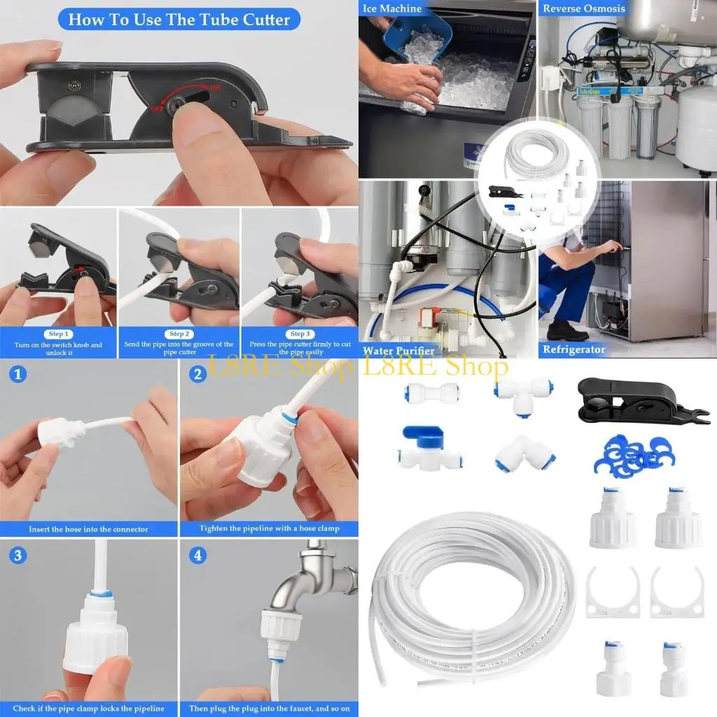 

L8RE External Water Filter Holder Inlines Shut Off Valves Plastic Material for Fridges