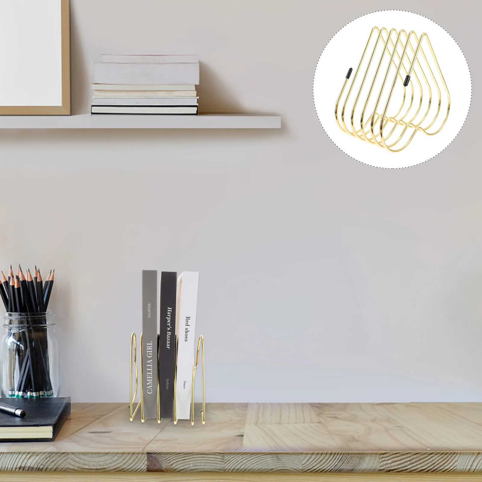 Book Stand Creative Organizer Heart Shaped Bookend for Home Holder Stylish Rack