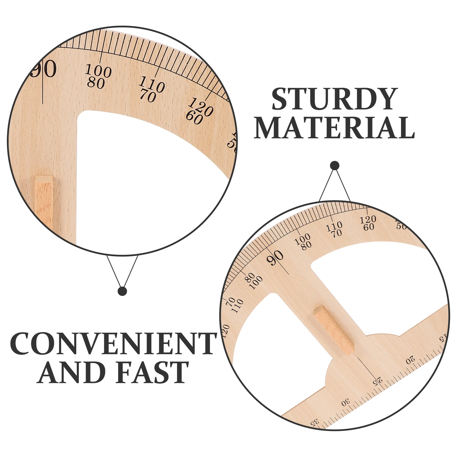 

1pc Wooden Protractor Ruler Teaching Aids Drafting Tool Large Scale Measuring Instrument Reusable Classroom Supplies