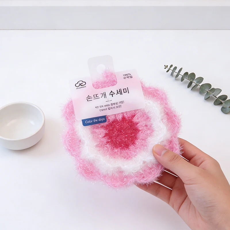 

6pcs Korean Style Acrylic Fiber Cleaning Cloth with Flower Shape Design Reusable Dusting Pad
