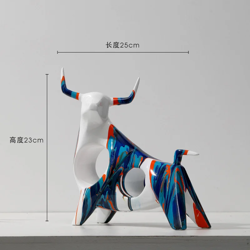 Painted Art Splashing Color Cow Decoration Light Luxury Creative Room TV Cabinet Entrance Model Room Desktop Decoration Gift - Image 6