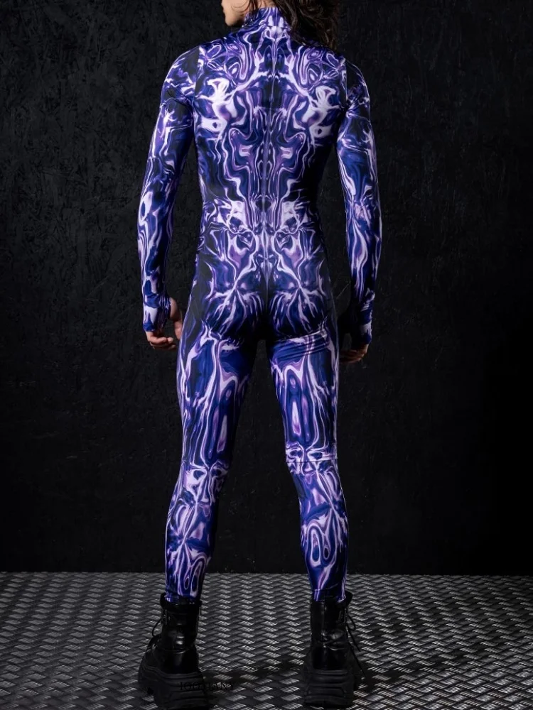 Bodysuit-Strumpfhose für Bühnenauftritte bei Feiertagspartys, neuer Unisex-Partner-Print-Rollenspiel-Jumpsuit, Punk-Muskel-Aerial-Yoga-Anzug – Detail 7