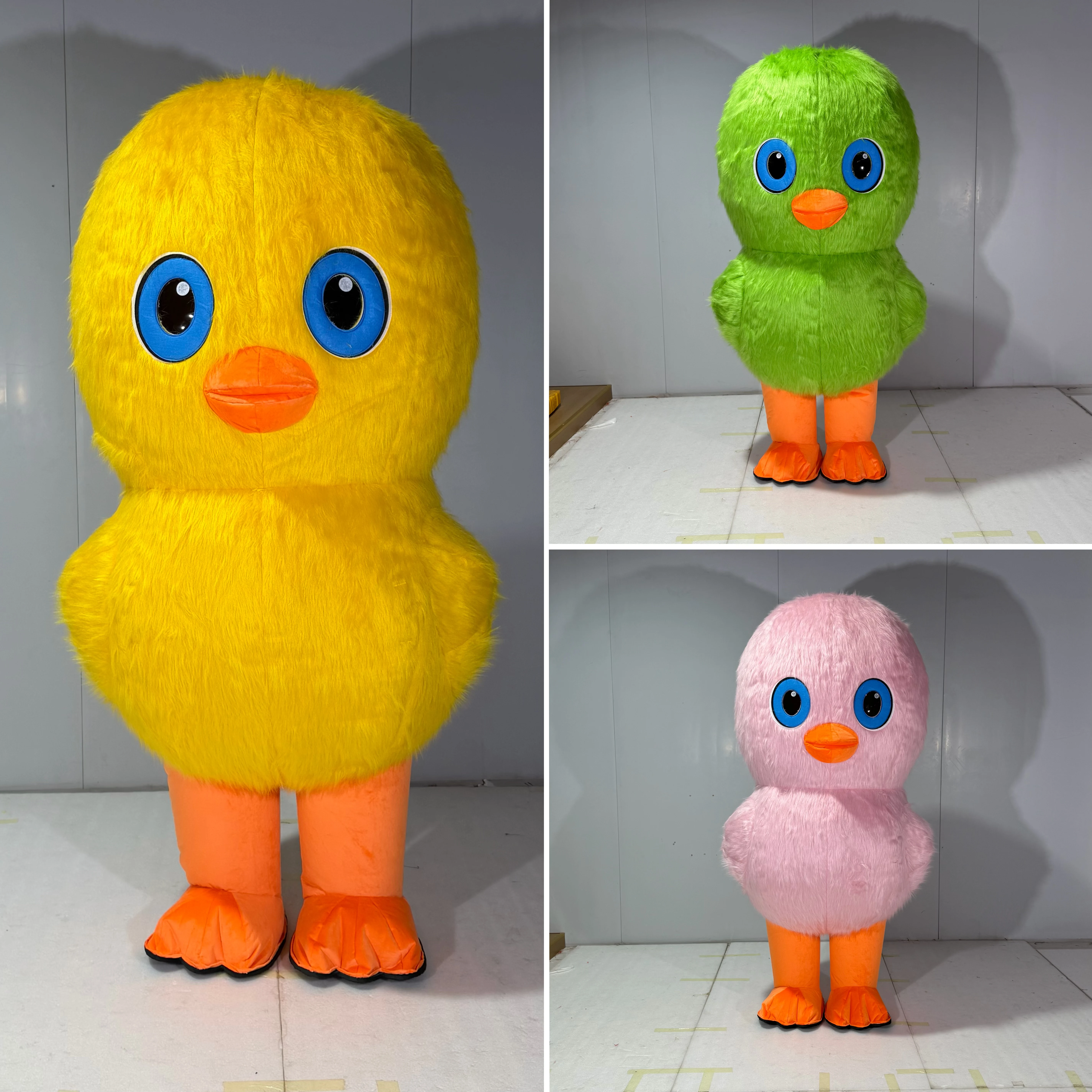 

Inflatable Chicken Mascot Costume Plush Material Small Yellow Chicken Inflatable Adult Wear Performance Suits No Battery