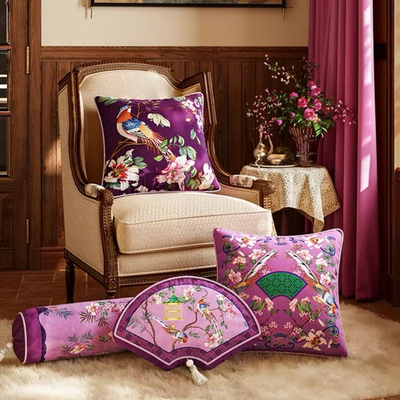 Chinese Retro Pillows Blue Cushion Classical Artistic Room Decorative Pillow Cover For Sofa Chair Bedding Home Decorations