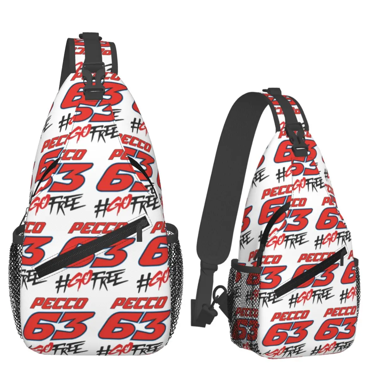 Pecco Bagnaia 63 Go Free حقيبة صدر للرجال حبال Crossbody على ظهره حقيبة صدر للرجال السفر المشي لمسافات طويلة Daypack حقيبة كتف