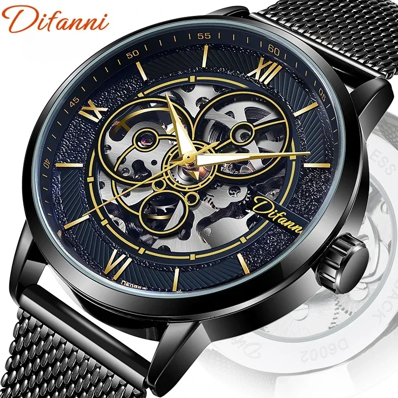 Man Automatic Tourbillon Hollow Mechanical Watch Men's Waterproof Glow in The Dark Sports Watch