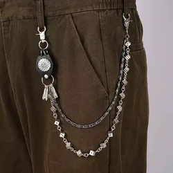 Hip hop punk style worn-out metal dice jeans chain retro texture fashion accessory