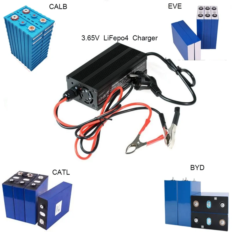 3.65V 20A 10A 25A Smart LiFePO4 Cell Lithium Auto Charger For 1S 3.2V Lithium Iron Phosphate Rechargeble BYD EVE CATL CALB Cell