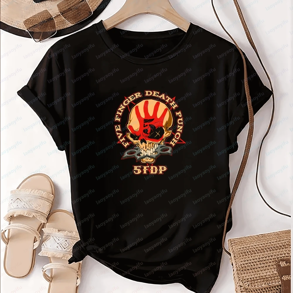 Korean-style Review of Men's Clothing - Five Finger Death Punch Short-sleeved Men's and Women's T-shirts, Comfortable T-shirts