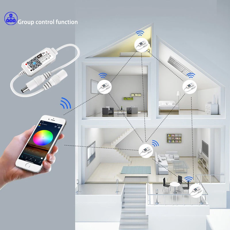 Single Color LED Dimmer WiFi Controller DC 12V 24V 96W Smart APP Remote Voice Dimming Control For Monochrome Light Strip Fixture