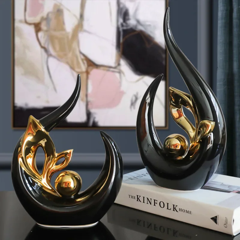 Nordic Abstract Lifelike Ceramic Figurine Living Room Ornaments, Office Desk Entry Porch Decor, Desk Craft Gift