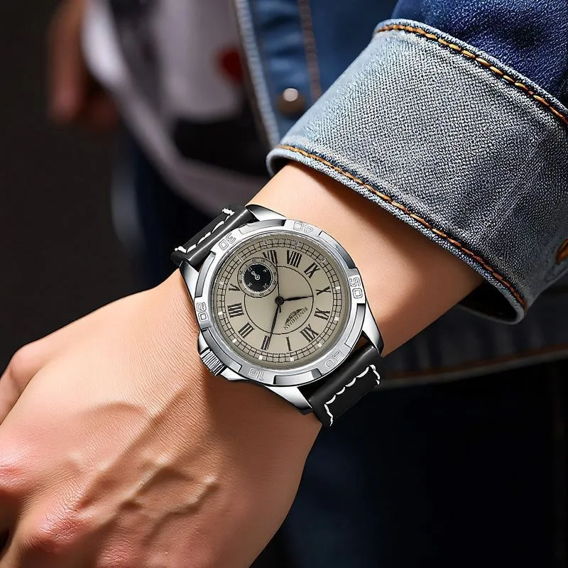 New Fashion Luxury Man Business Leather Watch Men Silicone Quartz Watches Students High Quality Sports Wristwatches Gifts Clock