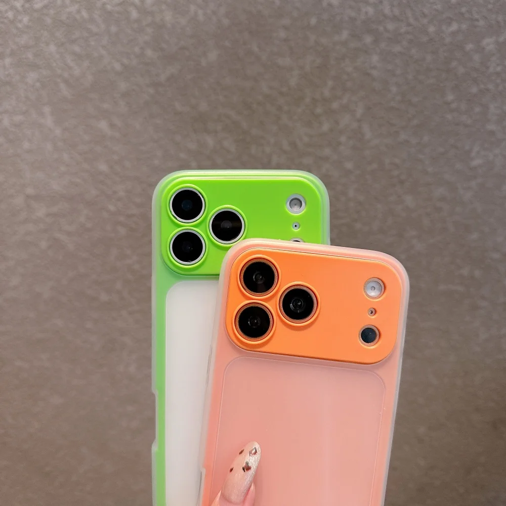 2 في 1 لون الحلوى تغيير جراب هاتف على الفور آيفون الهواء 16 15 14 13 17 برو ماكس متجمد للصدمات إطار كامل غطاء وقائي #4