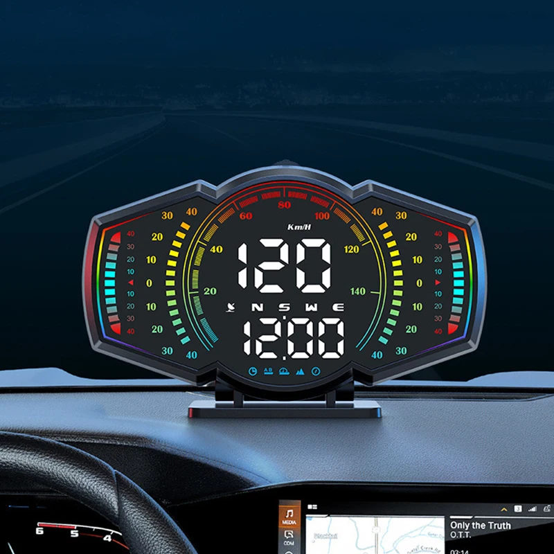 Car GPS Speed HUD For Truck Vehicles Angle Measurement Speedometer GPS Compass Head Up Display KMH MPH Gauge Meter Speed Alarm