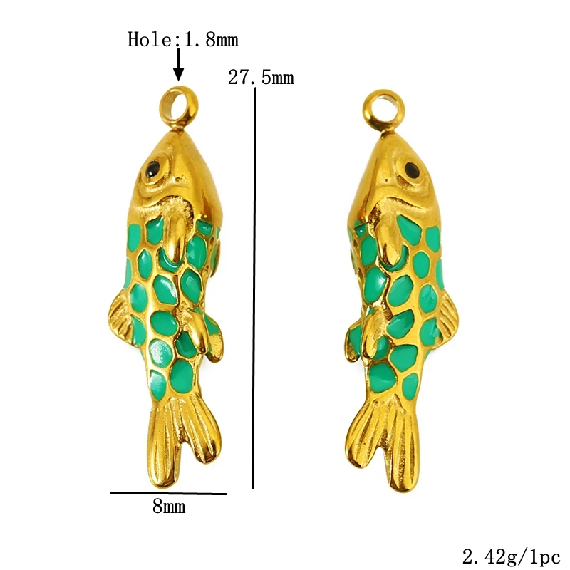2pcs/lot Stainless Steel Enamel colorful Fish Charm Pendants for DIY Bracelets Earrings Necklace Jewelry Making Accessories - Image 4