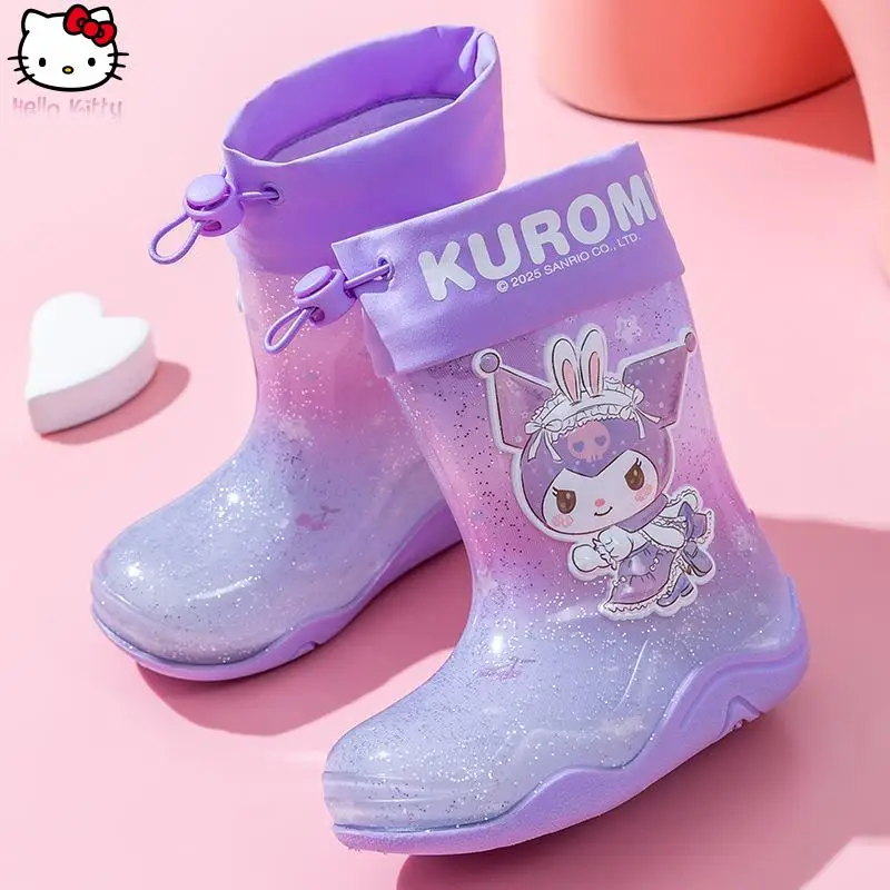 

Cartoon New Style My Melody Kuromi Children Rain Boots Kawaii Crystal Water Shoe Anime Student Specific Rain Boot Sanrio Fashion