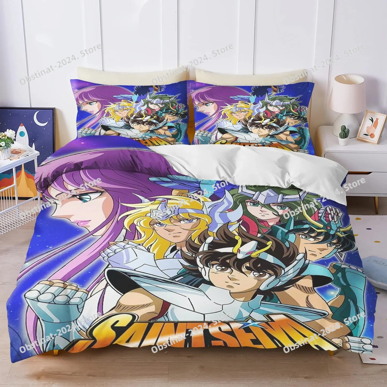 3d Print Cartoon S-Saint Seiya Bedding Sets Comforter Quilt Bed Cover Duvet Cover Pillow Case 3 Pieces Sets Bedroom Decoration