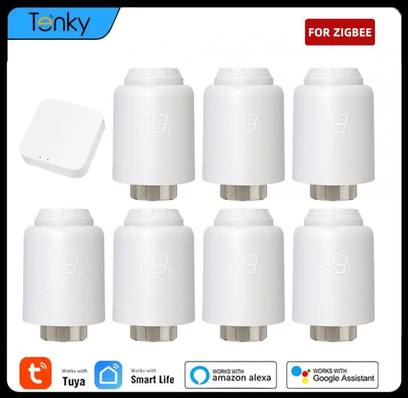 Tuya Zigbee Thermostatic Radiator Programmable Valve Smart Home Heating Froest Protection Remote Group Control via Google Alexa