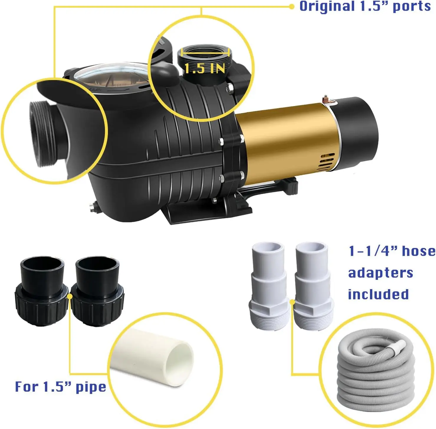 مضخة حمام سباحة داخل/فوق الأرض 115 فولت، مضخات توزيع المياه ذاتية التحضير لحمام السباحة #4