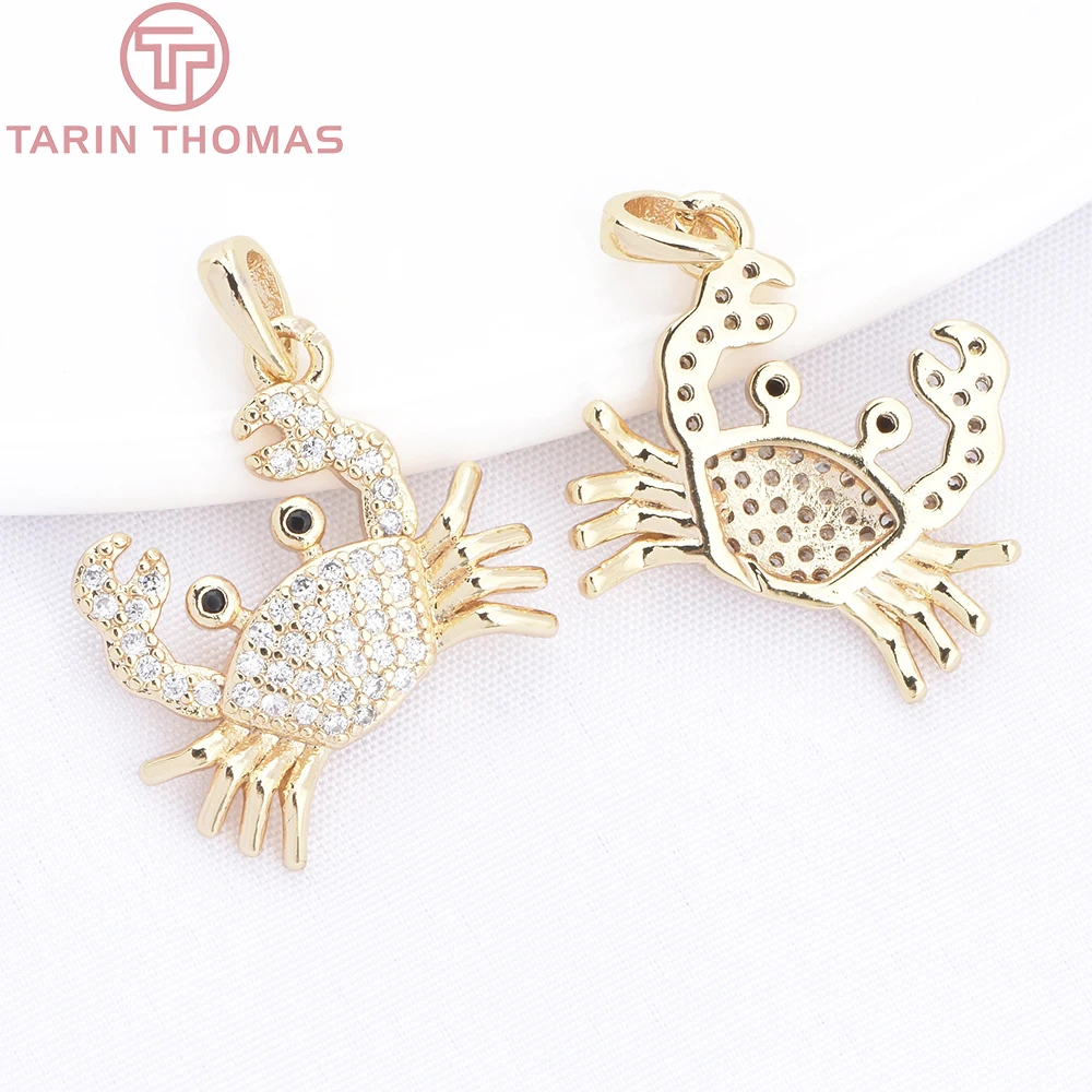 (9755) 4PCS 17x18MM 24K Gold Farbe Messing mit Zirkon Krabbenförmige Anhänger Hohe Qualität DIY schmuck Machen Erkenntnisse Zubehör – Detail 10
