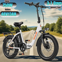 VITILAN U3 E-Bike 750W Motor 48V13AH Suspension Shock Absorption Fold Electric Bike 20-Inch Tire All Terrain Electric Bicycle