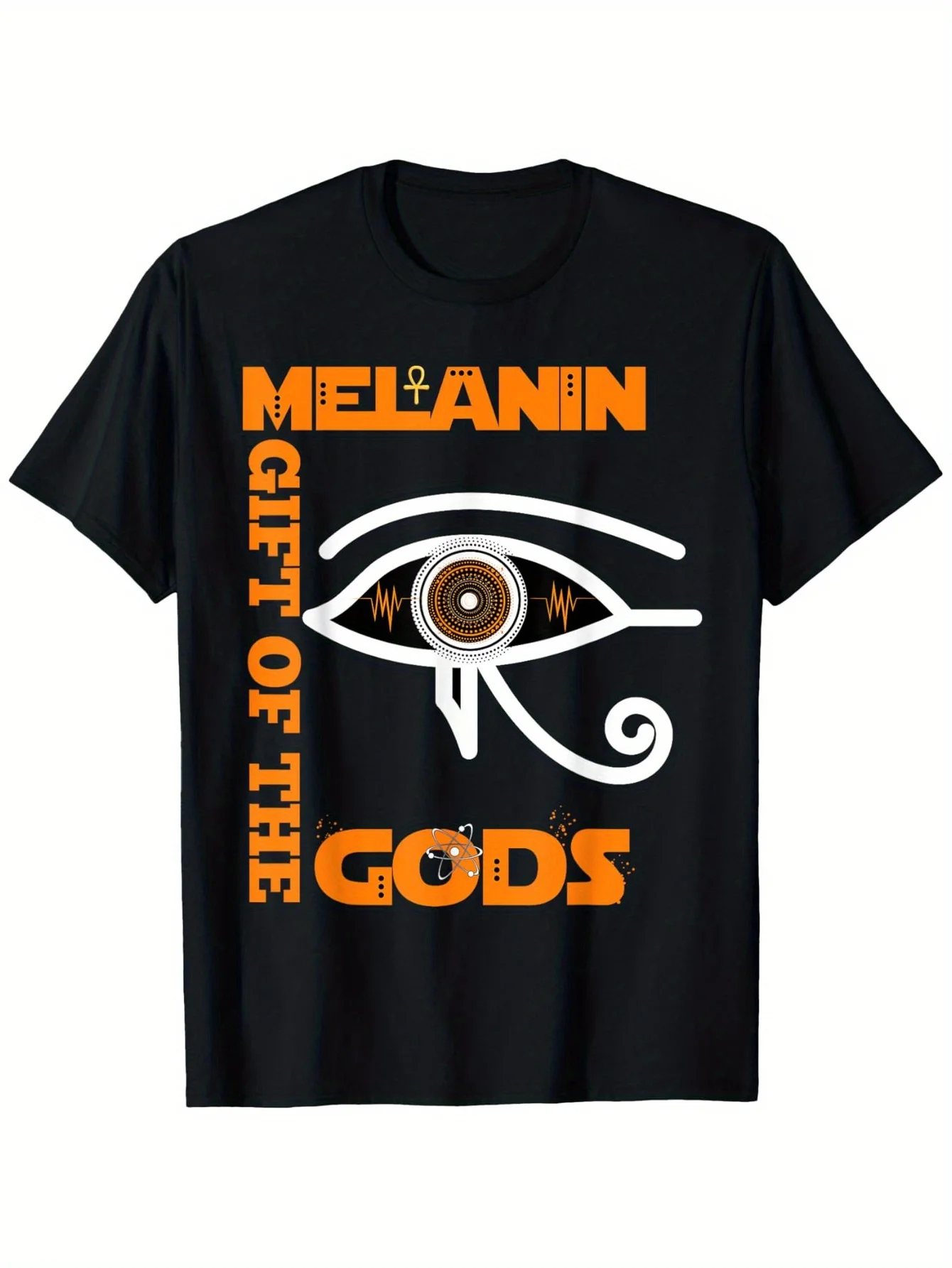 Melanin Gift of the Gods African Eye of Horus T-Shirt - 100% Cotton 180gsm Crew Neck Casual Urban Streetwear Tee with Bold