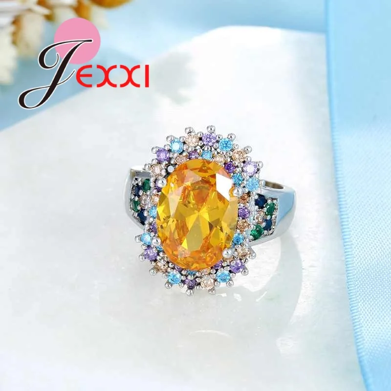 Luxury 925 Sterling Silver Bands Jewelry Clear Mixed Cubic Zirconia Crystal Rings For Women Party Anniversary Accessory