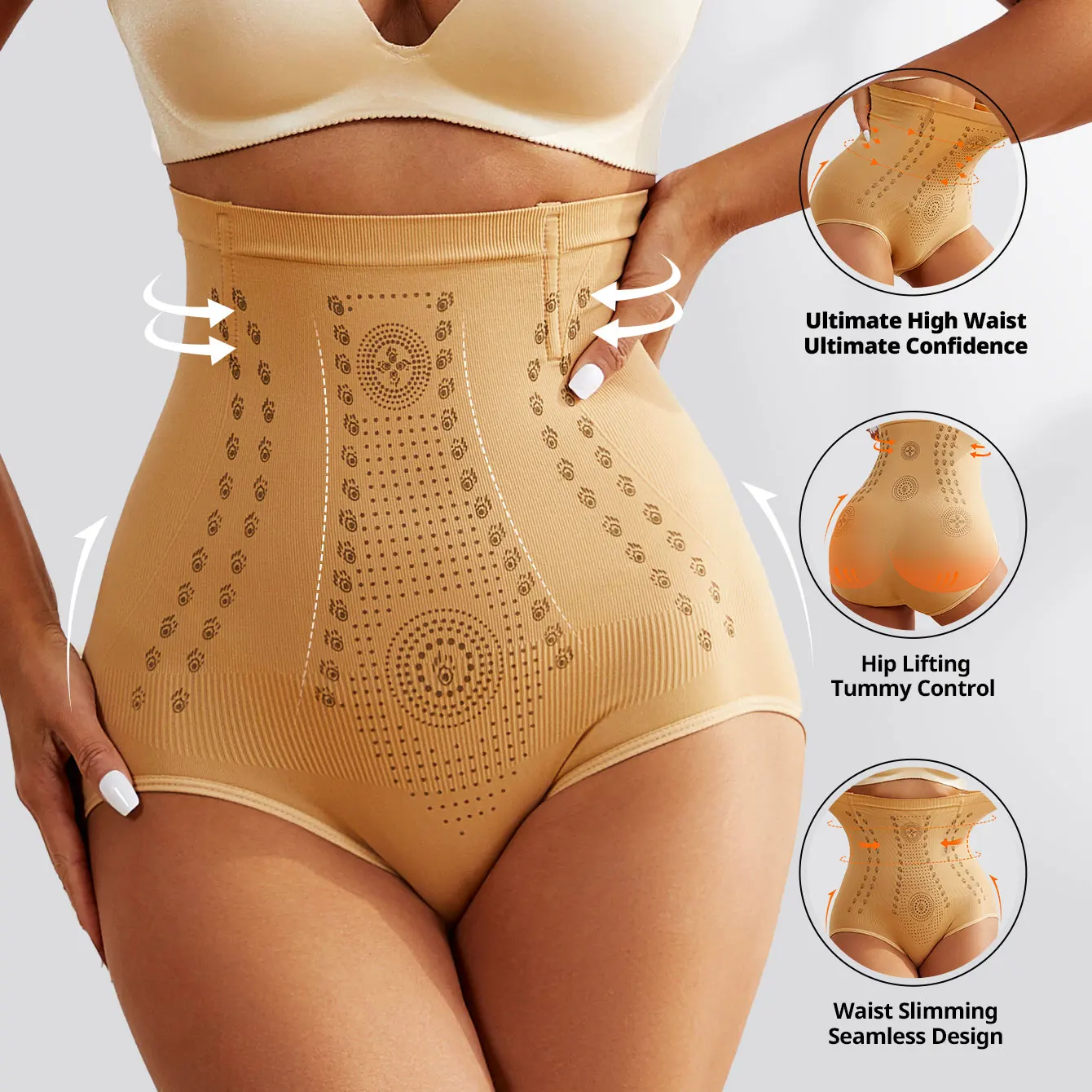 High Waist Women's Strong Flat Belly Panties Seamless Tummy Control Body Shaping Underwear Postpartum Slimming Briefs image 6