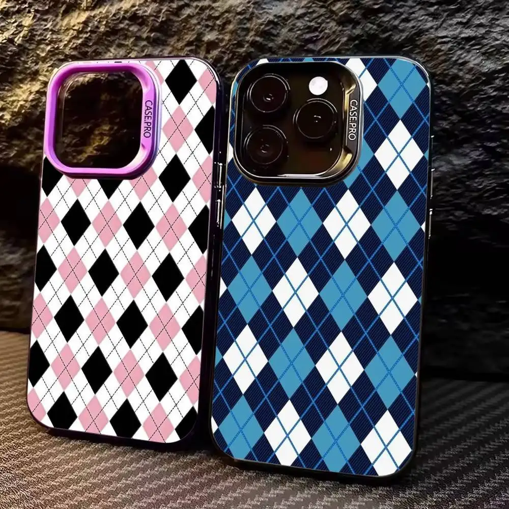 

plaid background Phone Case For iPhone17,16,15,14,13,12,11 Plus,Pro Max Colored Silver Plated Inside Cover