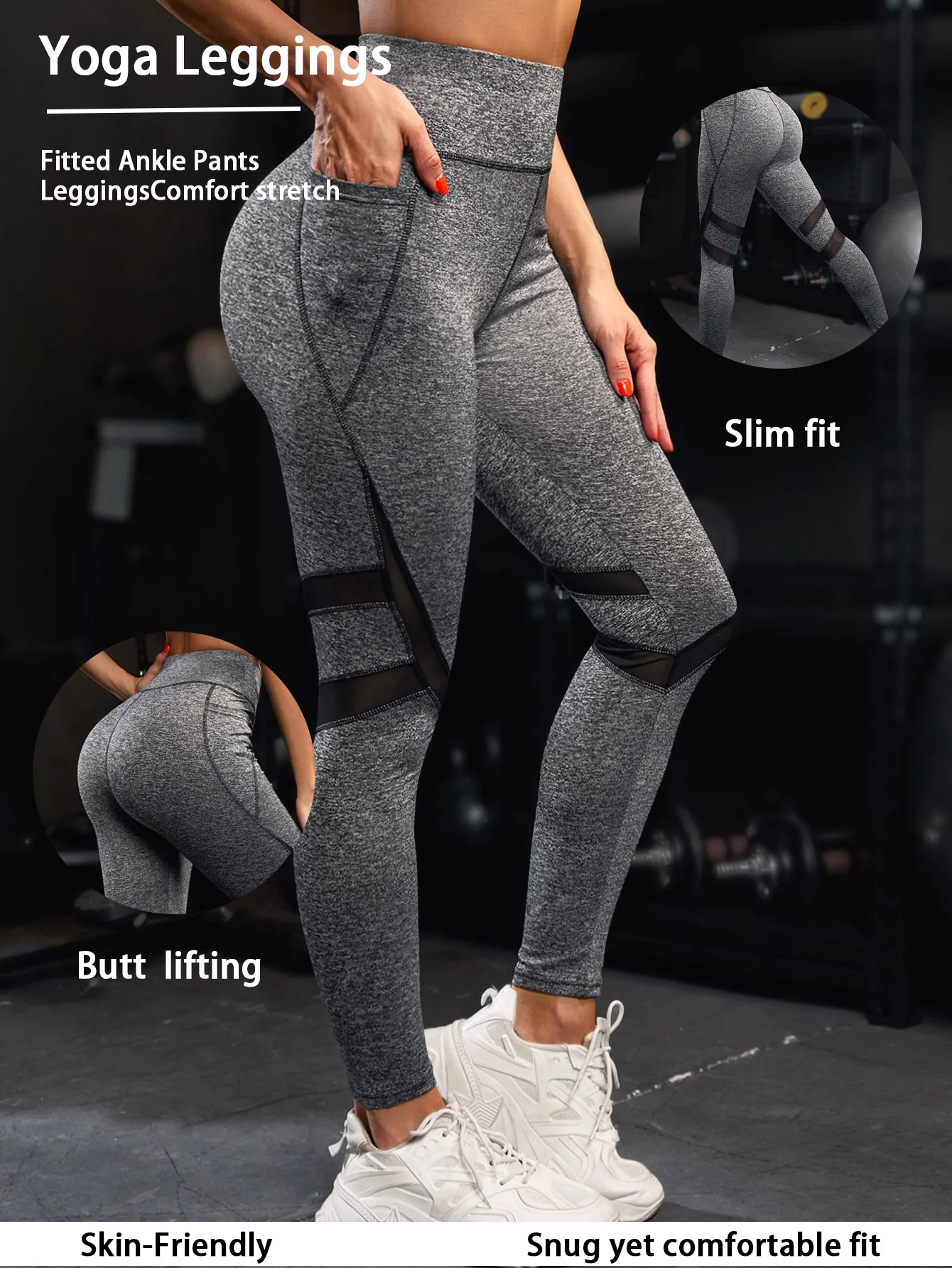 

Women Mesh Patchwork Sport Leggings High Waist Tights Pants Solid Sports Wear for Women Gym Push Up Yoga Pants